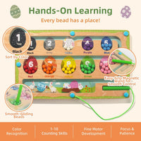 WOODENFUN magnetic color number maze, wooden Montessori counting board with magnetic pen and beads - view 8