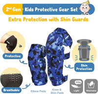 Soft-Style Kids Knee and Elbow Pads with Bike Gloves - Small / (2nd Gen) Ocean Camo - image 3