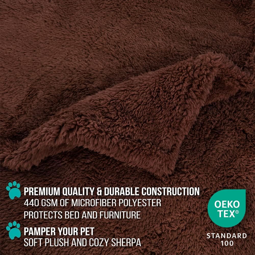 PetAmi Fluffy Sherpa Waterproof Dog Blanket for Small Pet Cat - Brown / Small (24x32) - image 3