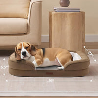 Soft Touch Orthopedic Dog Bed for Large Dogs with Faux Fur Top, Waterproof Pet Couch Bed with Removable Washable Cover and Supportive Foam Filling (Brown, Large)