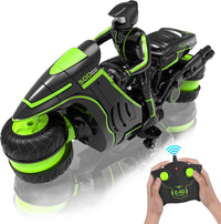 Eulogia remote control motorcycle with glowing RGB wheels, detachable rider and side wheels - view 2