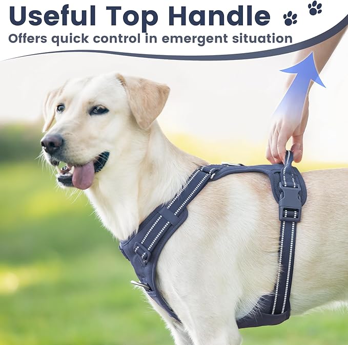 No Pull Dog Harness, Reflective Puppy Vest for Small Medium Large Sized Dog(Prussian Blue,M)