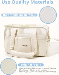 ONECUTE Dog Purse Carrier for Small Dogs Rabbit cat with Large Pockets - Beige Mesh / 13.3"L x 6.2"W x 9.8"H - image 4