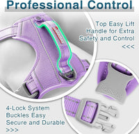 BARKBAY Dog Harness No Pull with ID Tag Pocket - Heavy Duty, Reflective, Easy Control for Large Dogs(Violet Purple,L)