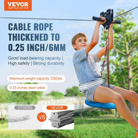 VEVOR 60 ft backyard zipline kit with stainless steel spring brake and seat - view 2