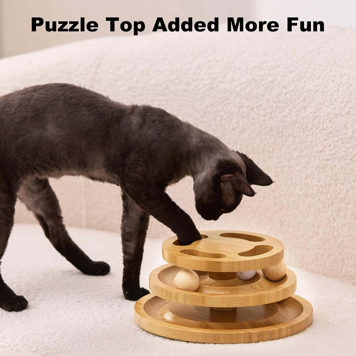 Cat Ball Track Toy with Puzzle Top - Medium Size - image 3