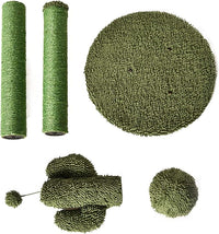 Amazon Basics Cat Scratcher - Indoor Cactus Triple Posts Cat & Kittens Scratching Post with Dangling Ball, Large (27"H) - Green