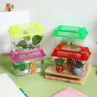 4pcs Mini Fish Tank: Portable Handheld Fish Tank Lightweight Aquarium Mini Portable Snail Terrarium Crabs Habitat for Shrimp Turtle Shrimp Goldfish Beach Toys Plastic (Random Color) 5.89X4.32X3.73In