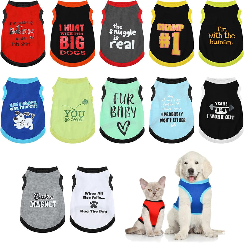 Bbto 12 Pcs Dog Shirts, Summer Printed Puppy Clothes - Medium