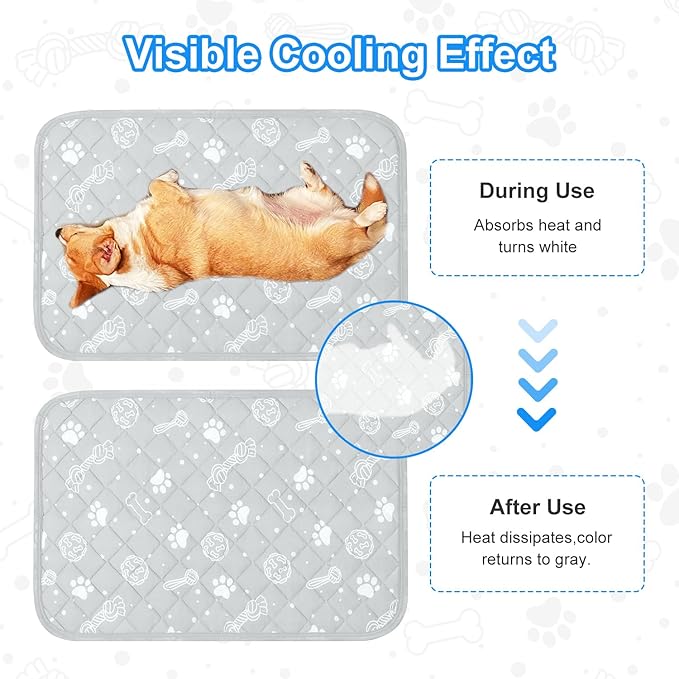 MH MYLUNE HOME Self Cooling Mat for Large Dog, 39”x59” Arc-Chill Cooling Fiber & Endothermic Color Changing Pet Cooling Pad, Foldable & Washable Non-Toxic Summer Pet Blanket