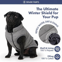 Spark Paws Dog Winter Coat Jacket - Grey / XX-Large - image 3