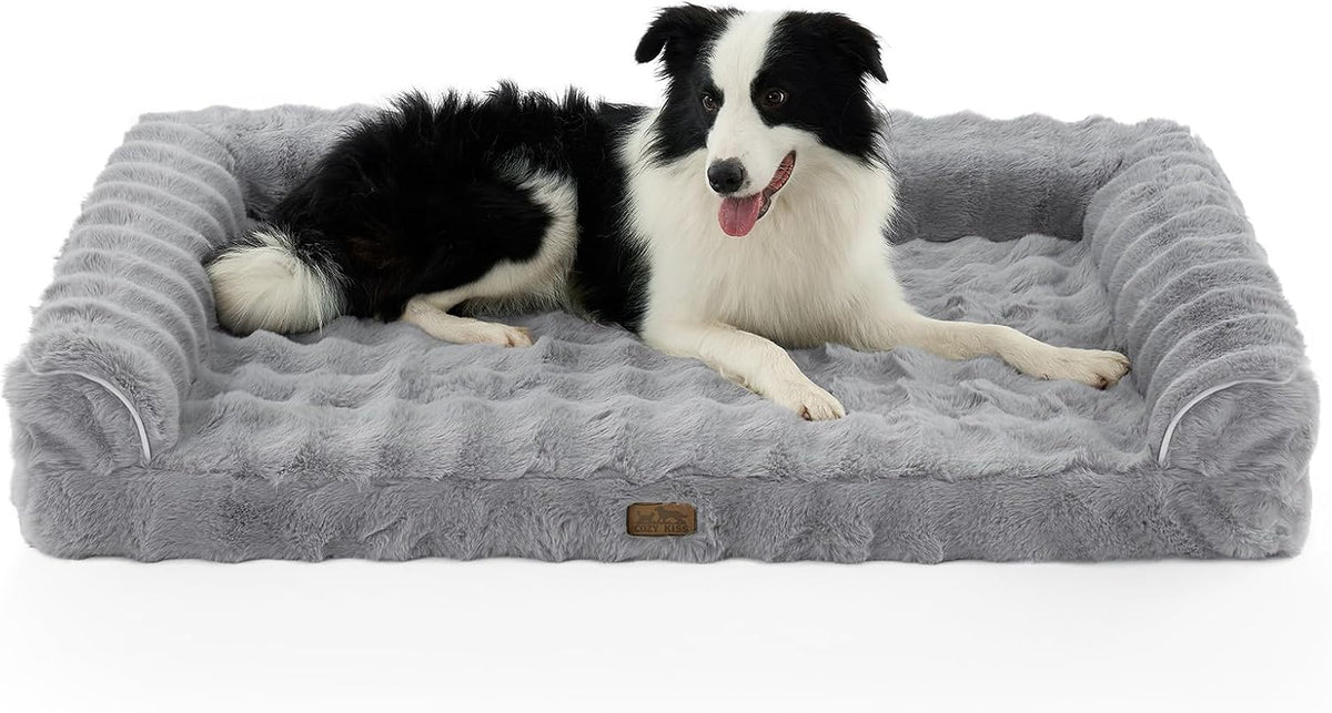 COZY KISS Orthopedic Large Dog Bed, Washable Pet Bed – Essentials for Dogs - XXL (48x32x8 inch) / Grey