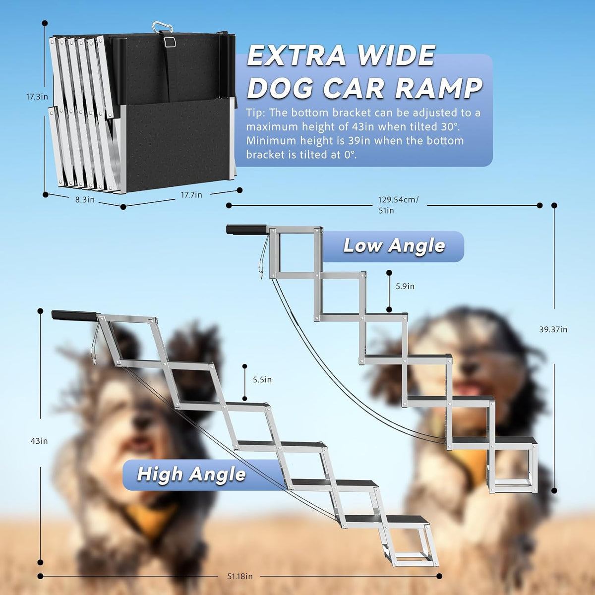 Dog Stairs for Large Dogs - 6-Steps / 16" W x 38-43" H - image 2