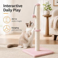 Dimaka Tall Cat Scratching Post Tree Scratcher with Sisal Rope - Pink / 29 inches for All Cats - image 4