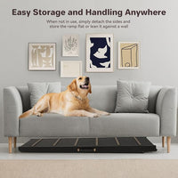Pet Ramp Folding Portable Wooden Dog & Cat Ramps for Couch or Bed, Including Non Slip Mat & Safety Side Rails, 64.2 Inch Long and Height Adjustable from 13.4 Inch to 38 Inch Up to 110 Lbs
