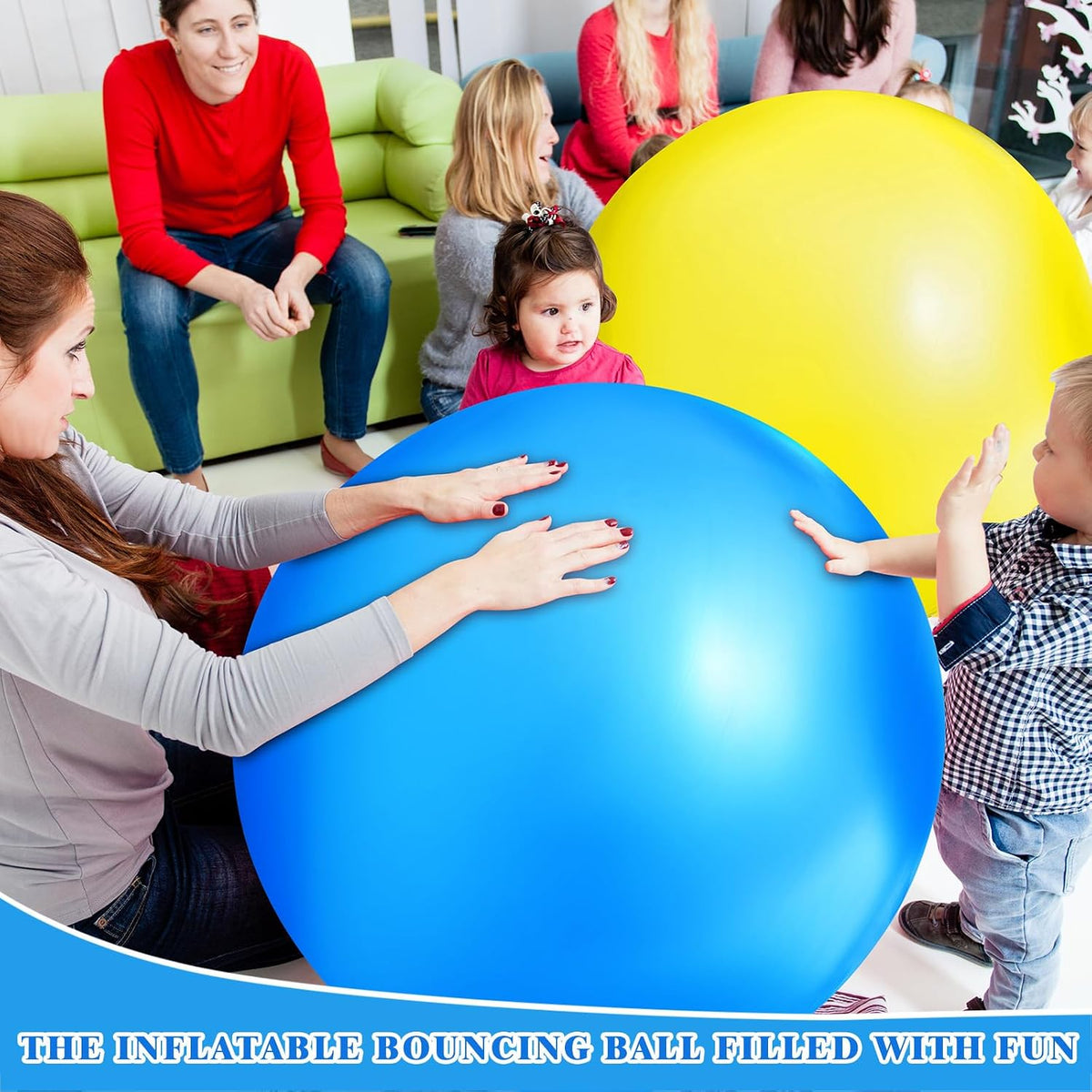 Jenaai giant inflatable bouncy balls in red and blue, 30 inches across - view 26