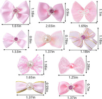 20PCS Cute Dog Hair Bows with Rubber Bands Handmade Mix Style - Pink / Lovely Pattern - image 2