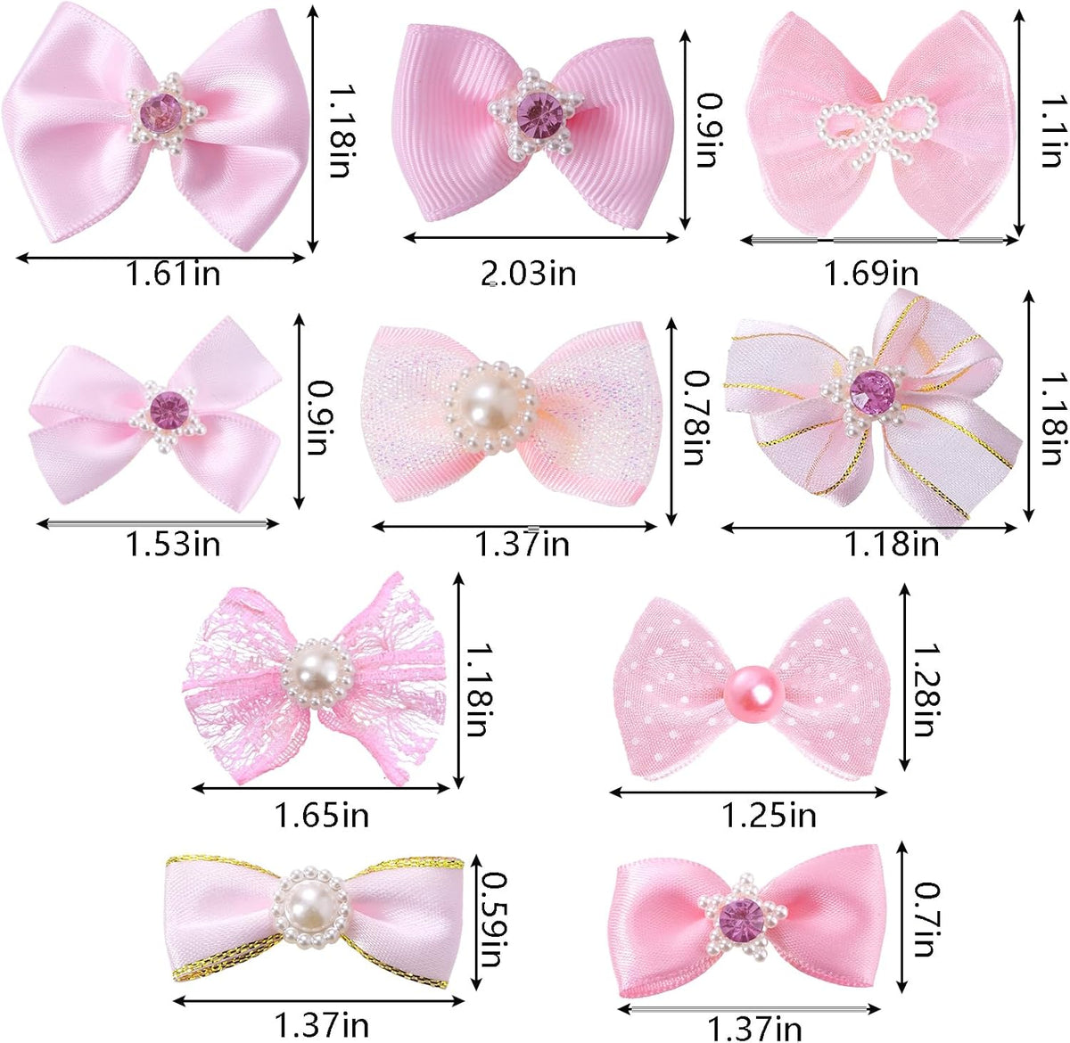 20PCS Cute Dog Hair Bows with Rubber Bands Handmade Mix Style - Pink / Lovely Pattern - image 2