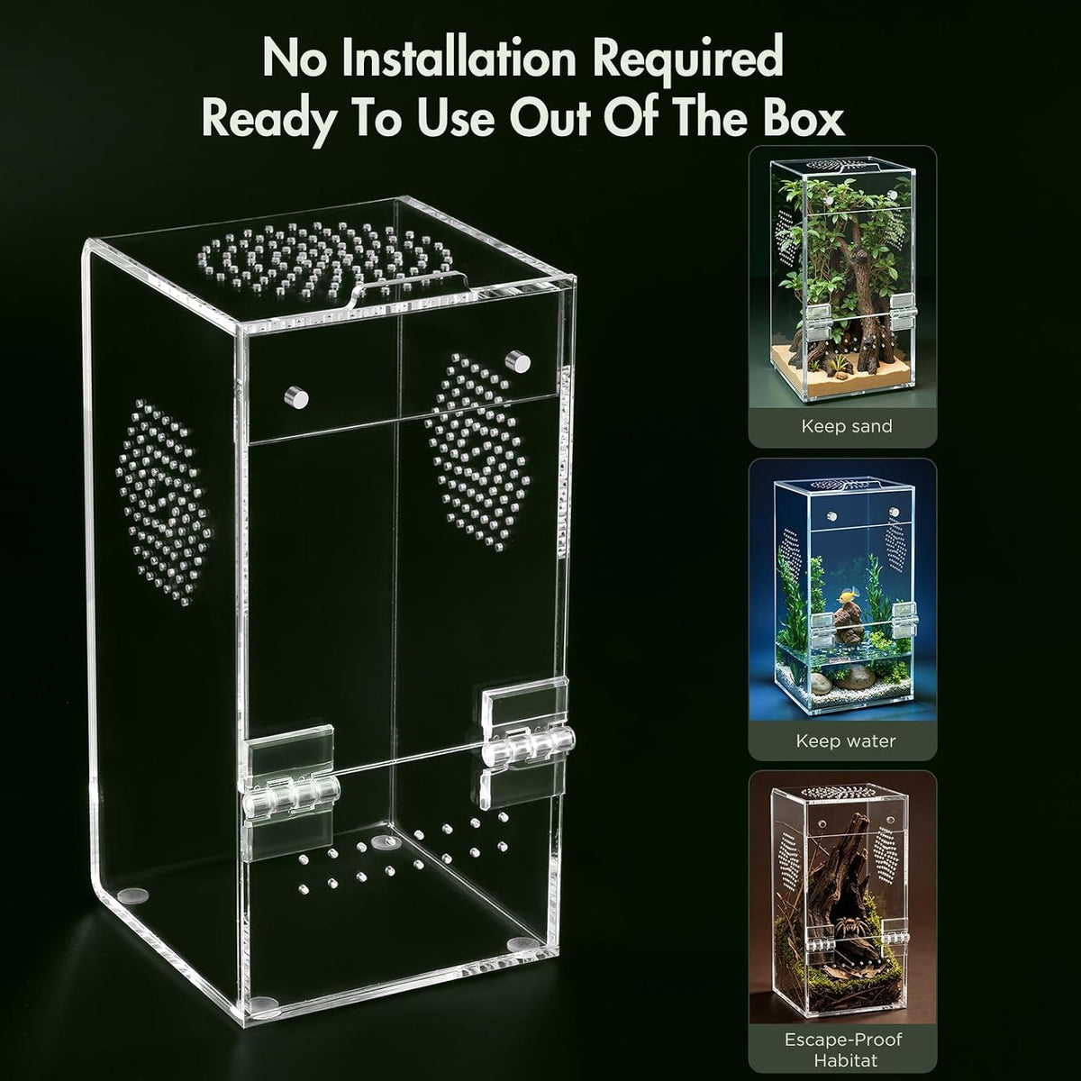 Pre-Assembled Jumping Spider Enclosure, All-Side Ventilation – Essentials for Reptiles And Amphibians - Small Vertical (3"×3"×7") - image 4