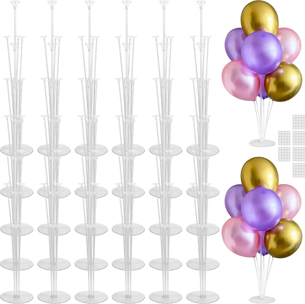 JOYYPOP 4 Sets Balloon Stand Kit For Table - White, Purple