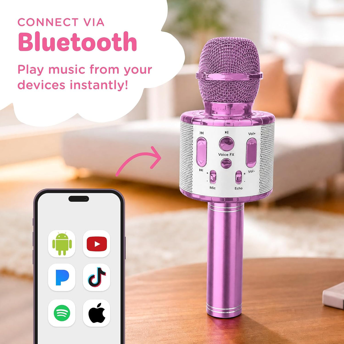 Move2Play, Kids Karaoke Microphone - White/Pink - image 3