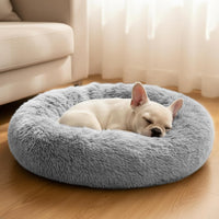 Comfort Donut Dog Bed, Ultra-Soft Pet Bed with Neck Support - 20''Lx20''Wx8''Th / Light Gray