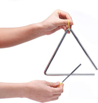 6 Inch Musical Steel Triangle Percussion Instrument With Striker – Fun for Kids & Family - 7 Inch