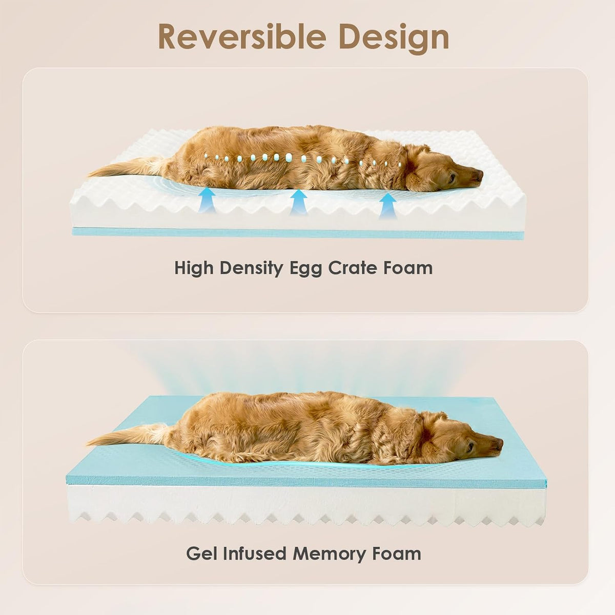 EHEYCIGA Orthopedic Dog Bed Medium Size, Memory Foam Dog Bed - Brown / 41.0"L x 27.0"W x 6.5"Th - image 2