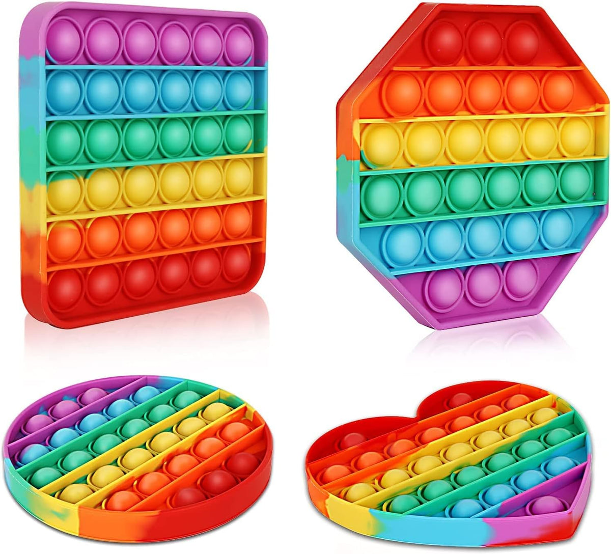 Multipurpose 4 Pack Rainbow Pop it Fidget Toy - Small