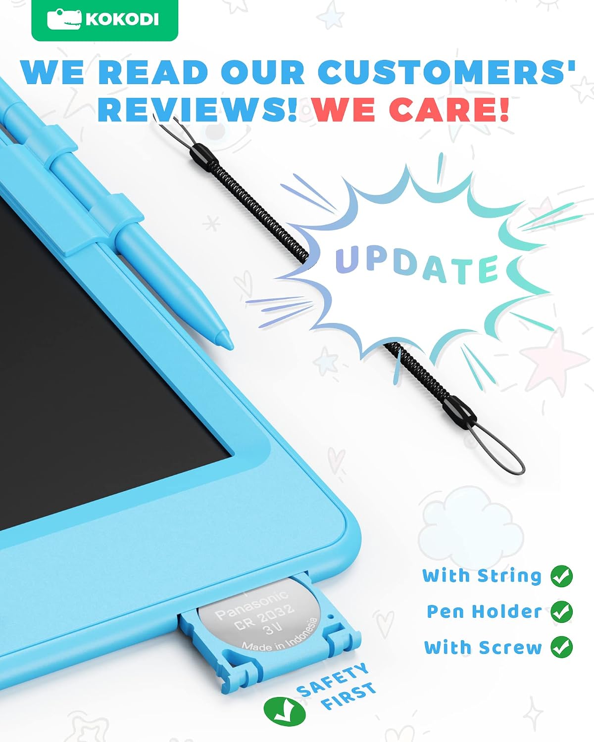 KOKODI LCD Writing Tablet 8.5-Inch Colorful Doodle Board - Blue - image 2