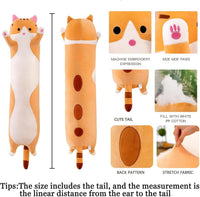 Long Cat Plush Pillow Soft Cat Hugging Pillow Stuffed Animal Pillow - Yellow / 59.05 inches - image 4