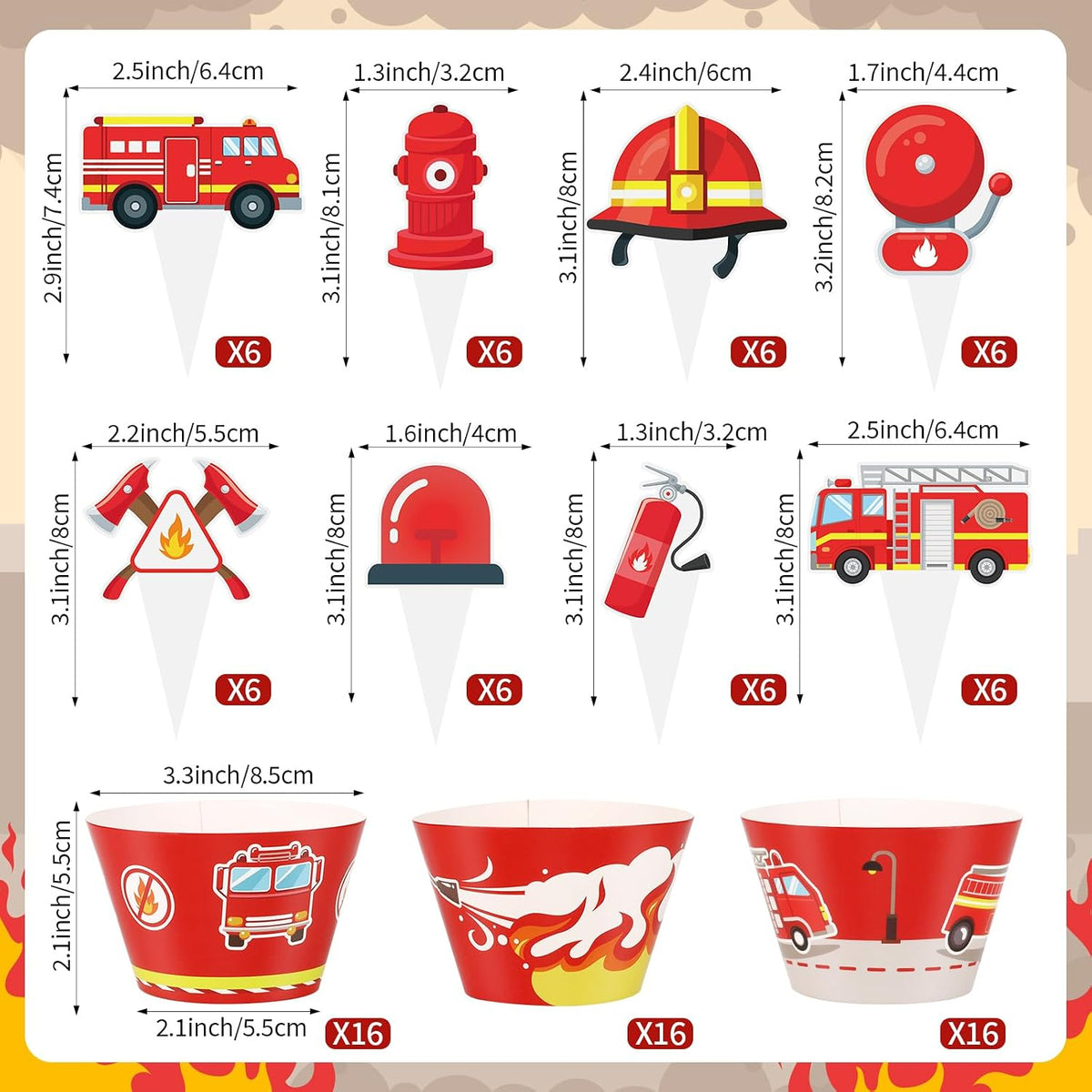 Hooqict carnival circus cupcake toppers and wrappers set, 48 pieces - view 20