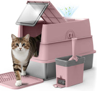 Stainless Steel Litter Box with Lid - Blush Pink / X-Large