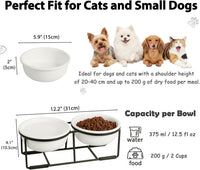 Ceramic Elevated Dog Bowls with Stand - Matte White / S × 2 - image 2