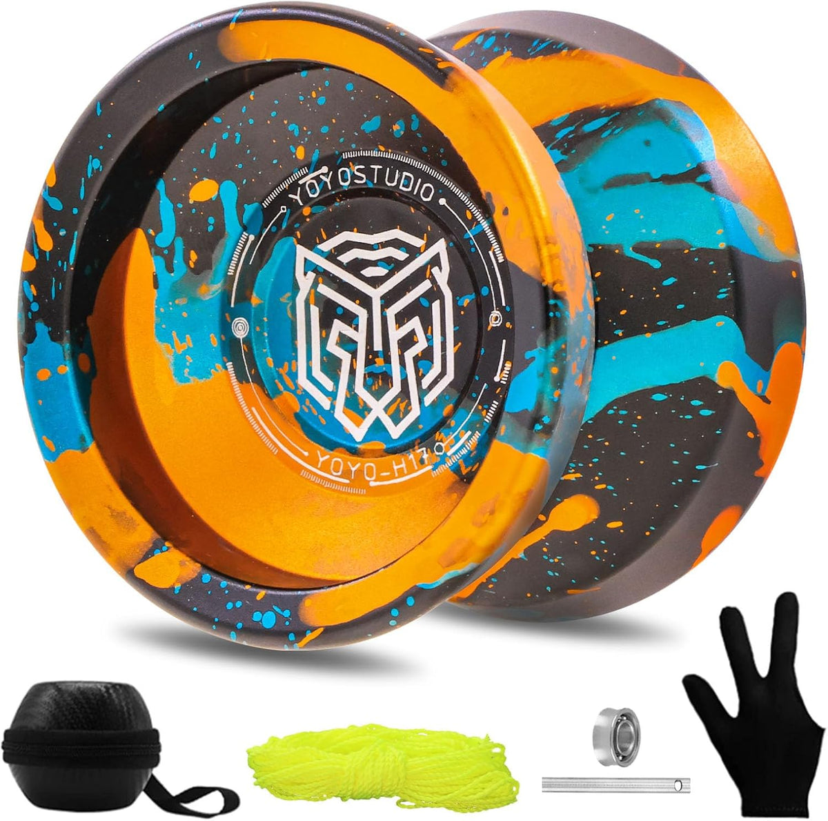 YOYOSTUDIO H17 dual purpose aluminum trick yoyo with strings, glove and case - view 3