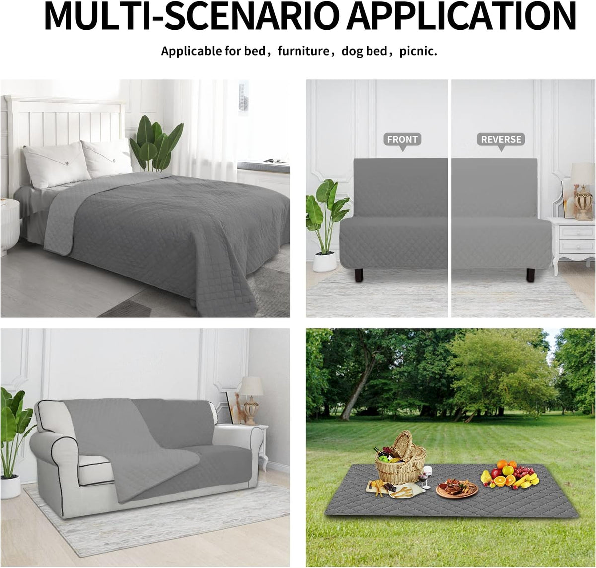 Easy-Going 100% Waterproof Dog Bed Cover Reversible Leak Proof Couch - Gray/Light Gray / 68x86 Inch - image 4