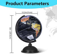 KISEER 8 Inch World Globe with Stand Rotating Earth Spinning Globe - Black - image 2
