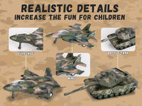 Crelloci 5 pack pull back army toys, three camo fighter jets and two tanks - view 8