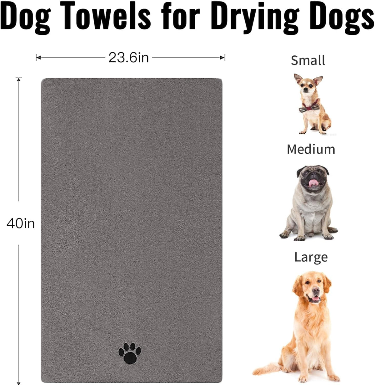 Puomue 2 Pack Microfiber Dog Towels for Drying Dogs - Grey / 40 x 23.6 inches - 2 Pack - image 3
