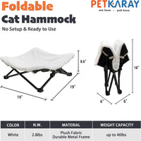 PETKARAY Foldable Cat Hammock Bed - Fluffy White / Elevated Hammock - image 2