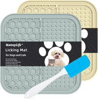MateeyLife Lick Mat for Dogs & Cats - Gray&Beige / 6"x6"