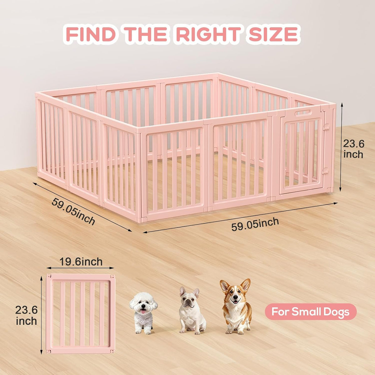 Dog Playpen Indoor, Puppy Playpen, White 23.6" H, 10 Panels - pink / 12 / 23.6 inch Height - image 2