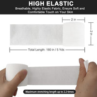 24 Pack Self Adhesive Bandage Wrap 2 Inch, White Medical Tape Elastic Cohesive Bandage Rolls Self Adherent, Self Sticking Tape First Aid Gauze for Sports, Leg, Knee, Ankle, Swelling, Wrist Sprains