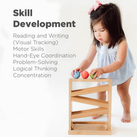 Montessori & Me wooden ball tracker with open zigzag rails and balls - view 6