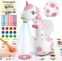 KETIEE Unicorn Drawing Projector Toys for Ages 5-7 – Fun for Kids & Family - White Pink / Small