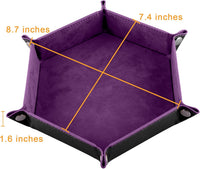 SIQUK 6 Pieces Dice Tray Hexagon Dice Rolling Holder Folding PU - Cyan, Black, Violet, Pink, Camel, Sky Blue - image 2