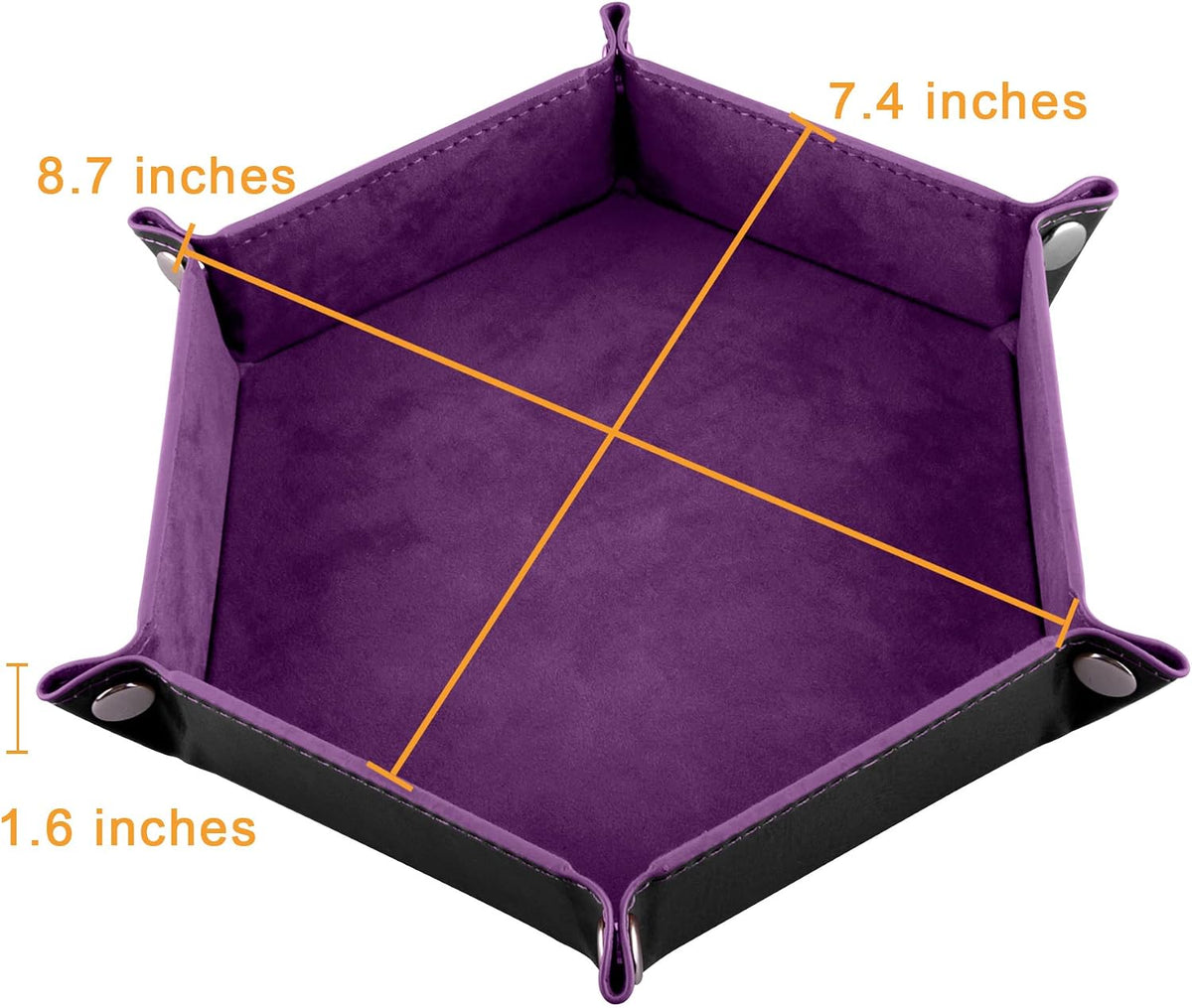 SIQUK 6 Pieces Dice Tray Hexagon Dice Rolling Holder Folding PU - Cyan, Black, Violet, Pink, Camel, Sky Blue - image 2