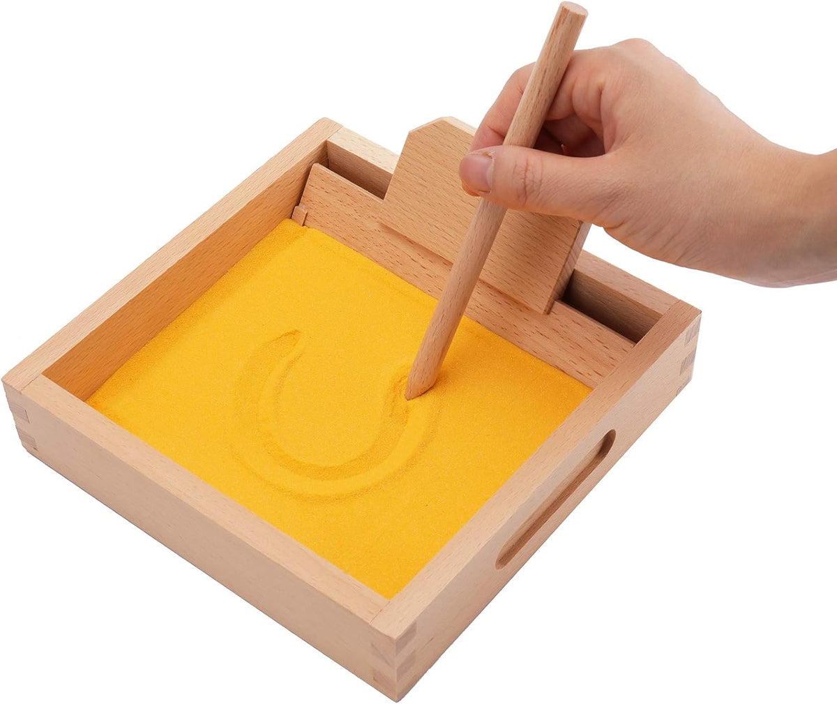 Suwimut wooden Montessori sand tray with wooden pen for letter writing practice - view 2