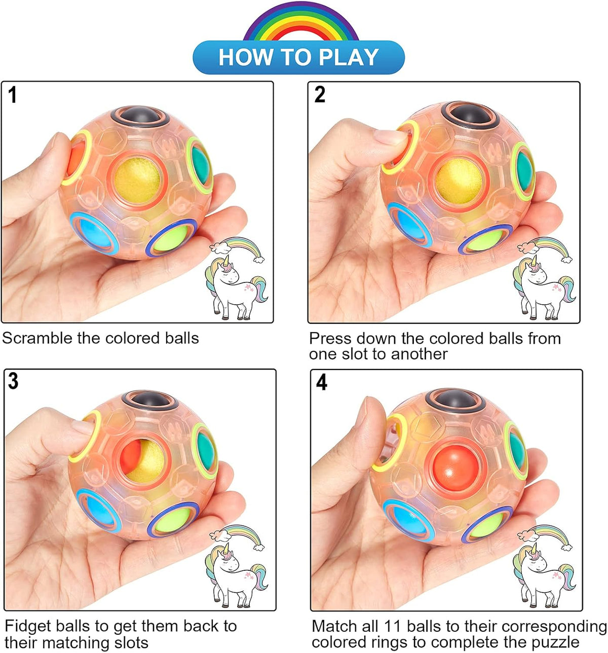 Vdealen Magic Rainbow Puzzle Ball - Pink - image 4