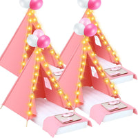 Windyun 4 pack kids sleepover teepee tents with air mattresses, blankets and star lights - view 4